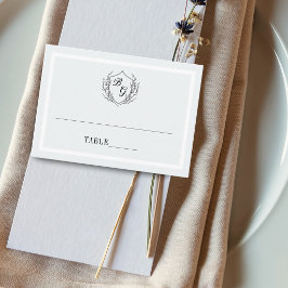 Tarjeta De Mesa Clásico monograma cresta vintage gris claro