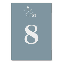 Tarjeta De Mesa Clásico Monograma Moderno Ampersand Boda Azul