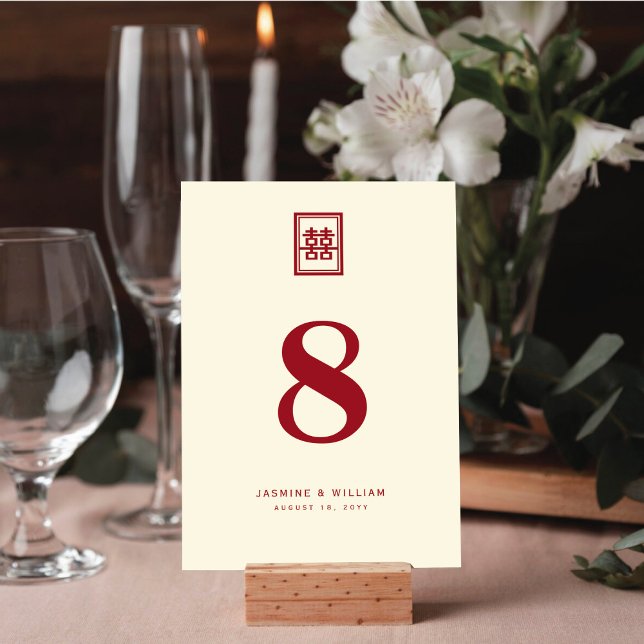 Tarjeta De Mesa Clásico Rectángulo doble felicidad Boda chino (Subido por el creador)