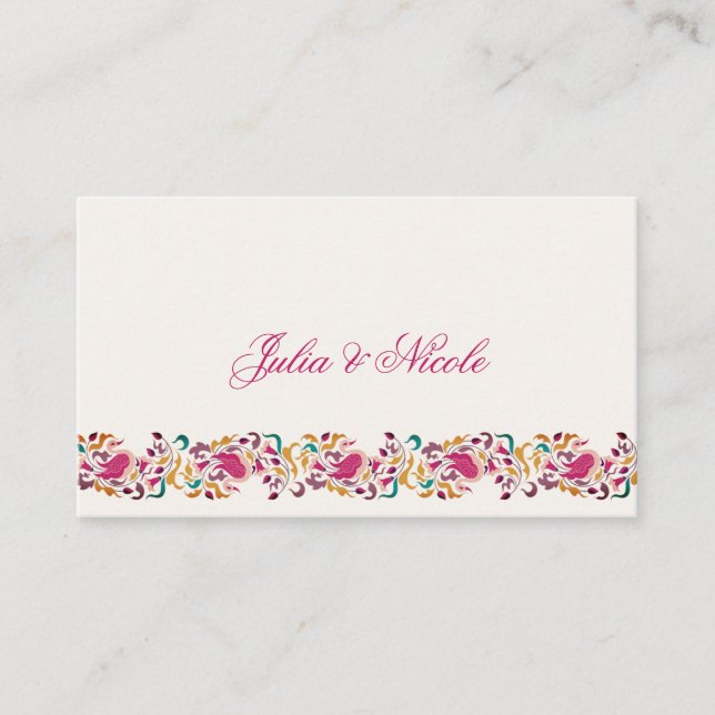 Tarjeta De Mesa Clásico Rosa Verde Amarillo Floral Cisne Pájaro Bo (Anverso)
