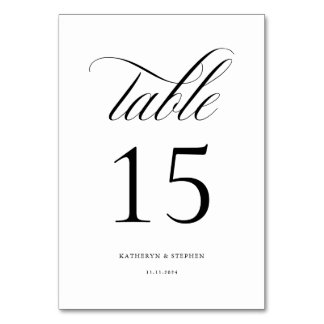 Tarjeta De Mesa Clásico Script Elegante Tabla de bodas número 15