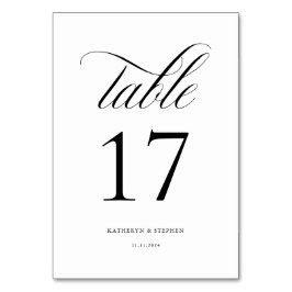 Tarjeta De Mesa Clásico Script Elegante Tabla de bodas número 17
