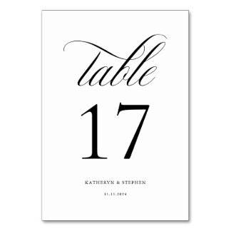 Tarjeta De Mesa Clásico Script Elegante Tabla de bodas número 17