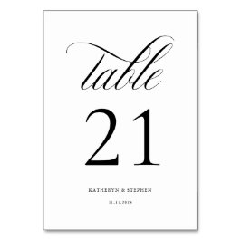 Tarjeta De Mesa Clásico Script Elegante Tabla de bodas número 21