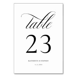 Tarjeta De Mesa Clásico Script Elegante Tabla de bodas número 23