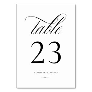 Tarjeta De Mesa Clásico Script Elegante Tabla de bodas número 23