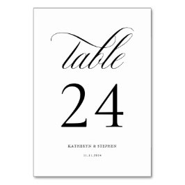 Tarjeta De Mesa Clásico Script Elegante Tabla de bodas número 24