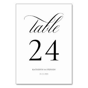 Tarjeta De Mesa Clásico Script Elegante Tabla de bodas número 24