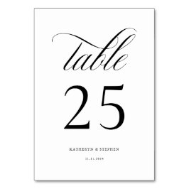 Tarjeta De Mesa Clásico Script Elegante Tabla de bodas número 25