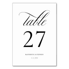 Tarjeta De Mesa Clásico Script Elegante Tabla de bodas número 27