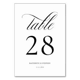 Tarjeta De Mesa Clásico Script Elegante Tabla de bodas número 28