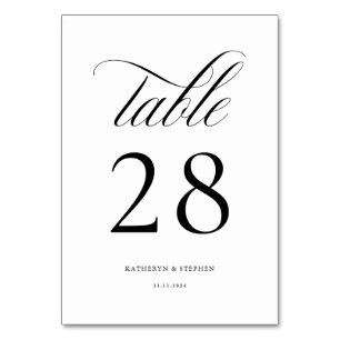 Tarjeta De Mesa Clásico Script Elegante Tabla de bodas número 28