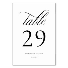 Tarjeta De Mesa Clásico Script Elegante Tabla de bodas número 29
