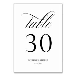 Tarjeta De Mesa Clásico Script Elegante Tabla de bodas número 30