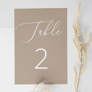 Tarjeta De Mesa Clásico Taupe Polvoriento Neutral Minimalista Boda