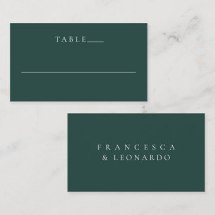 Tarjeta De Mesa Clásico Verde Esmeralda Boda Simple