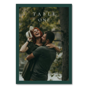 Tarjeta De Mesa Clásico Verde Esmeralda Simple Boda Fotográfica