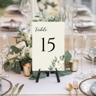Tarjeta De Mesa Clásico Vintage Crema Acuarela Floral Boda