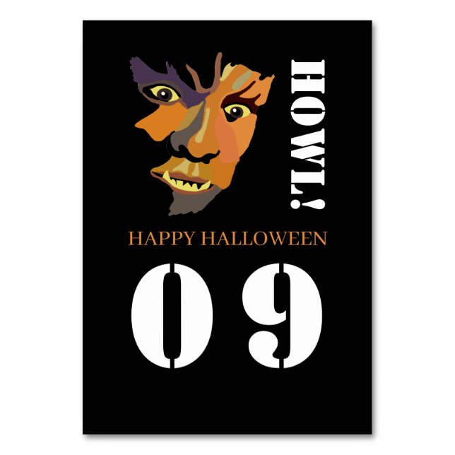 Tarjeta De Mesa Clásico Werewolf, fiesta de Halloween (Anverso)