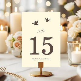 Tarjeta De Mesa Clásicos Elegantes Pájaros del Amor Boda Marfil