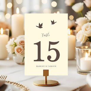 Tarjeta De Mesa Clásicos Elegantes Pájaros del Amor Boda Marfil