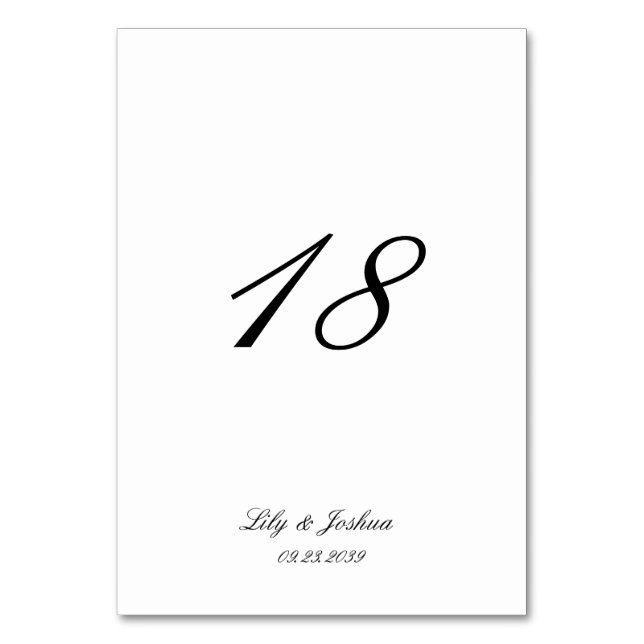 Tarjeta De Mesa Classic Black and White Timeless Wedding (Anverso)