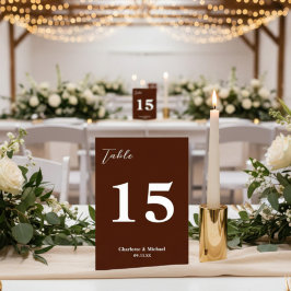 Tarjeta De Mesa Classic Brown Minimalist Wedding