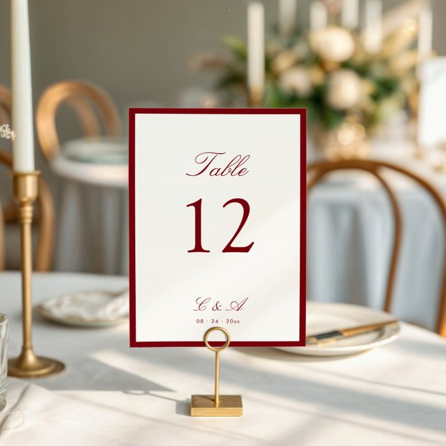 Tarjeta De Mesa Classic Calligraphy Deep Red Old Money (Subido por el creador)