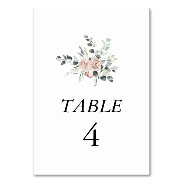 Tarjeta De Mesa Classic Dusty Rose Floral Wedding (Anverso)