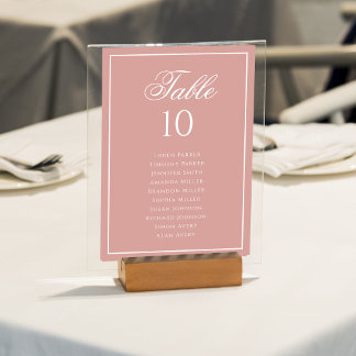 Tarjeta De Mesa Classic Dusty Rose & White Wedding Seating Chart