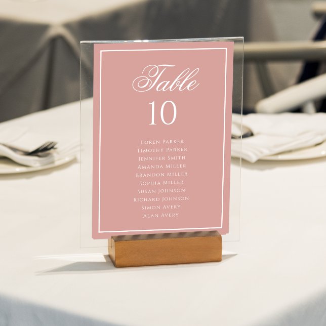 Tarjeta De Mesa Classic Dusty Rose & White Wedding Seating Chart (Subido por el creador)