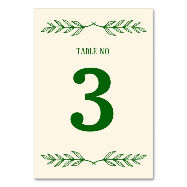 Tarjeta De Mesa Classic Elegance Ivory & Emerald Islamic Wedding (Anverso)