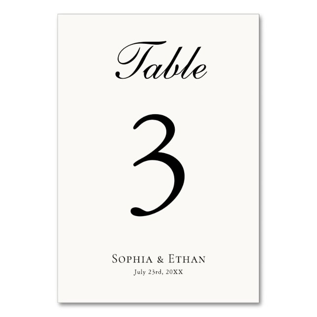 Tarjeta De Mesa Classic Elegant Simple White Wedding Table Card (Anverso)