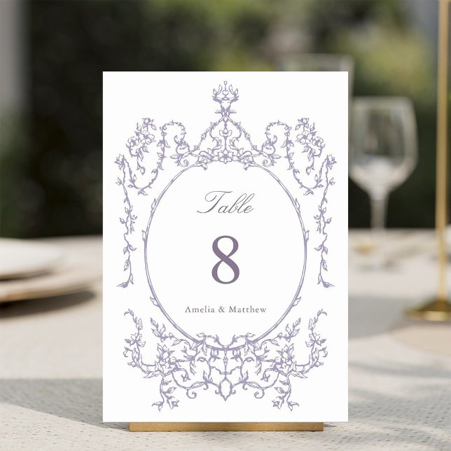 Tarjeta De Mesa Classic Floral Garden Frame Lavender Wedding (Subido por el creador)