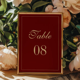 Tarjeta De Mesa Classic Formal Script Wine Red Wedding