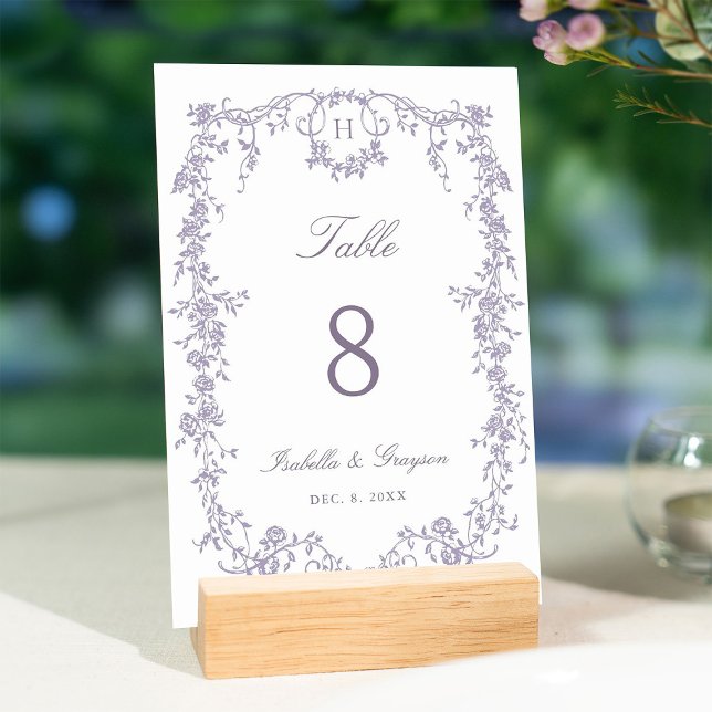 Tarjeta De Mesa Classic French Victorian Lavender Frame Wedding (Subido por el creador)