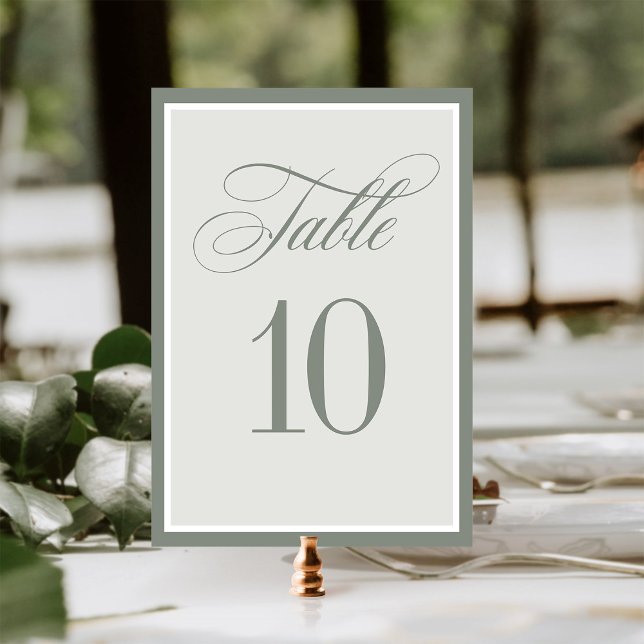Tarjeta De Mesa Classic Luxe | Elegante Boda Sage Green (Subido por el creador)