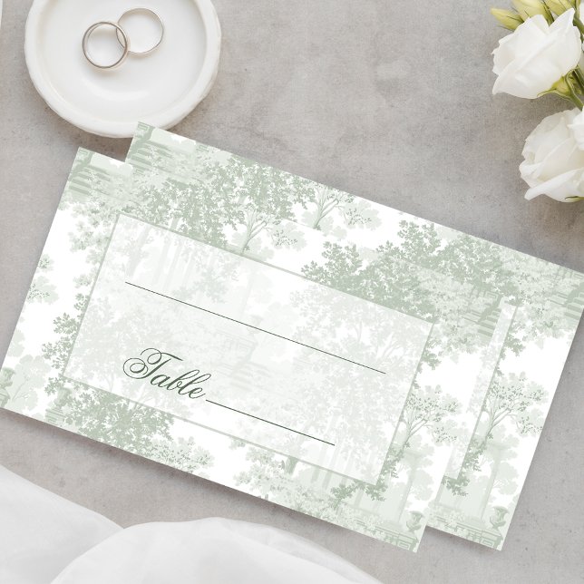 Tarjeta De Mesa Classic Sage Green Landscape Toile Wedding (Subido por el creador)