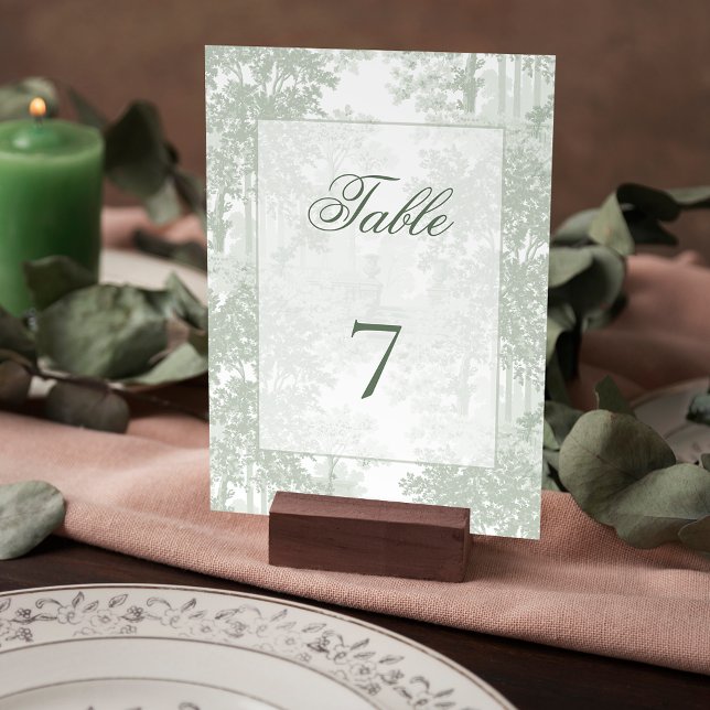 Tarjeta De Mesa Classic Sage Green Landscape Toile Wedding (Subido por el creador)