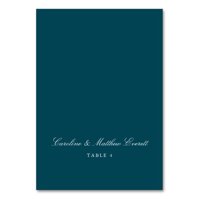Tarjeta De Mesa Classic Script Elegant Custom Name Teal Place Card (Anverso)