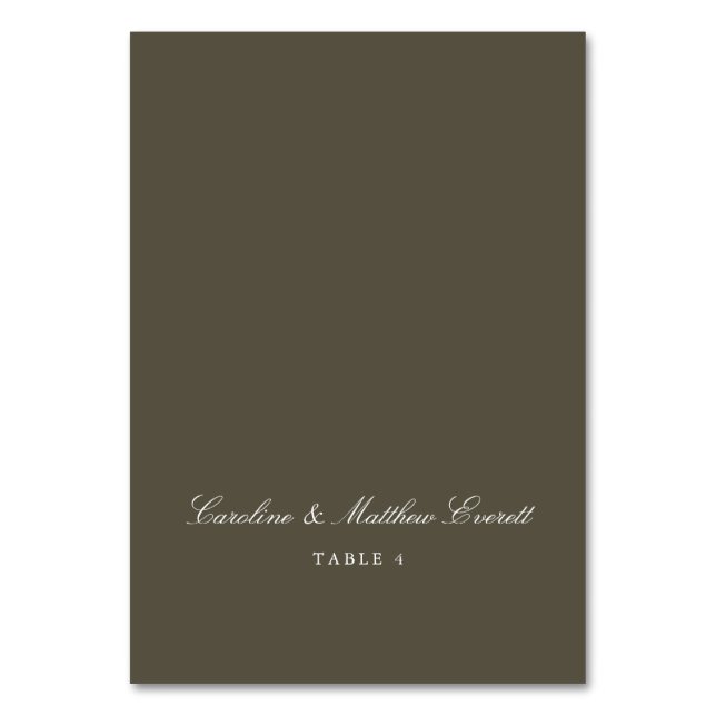 Tarjeta De Mesa Classic Script Elegant Custom Olive Place Card (Anverso)
