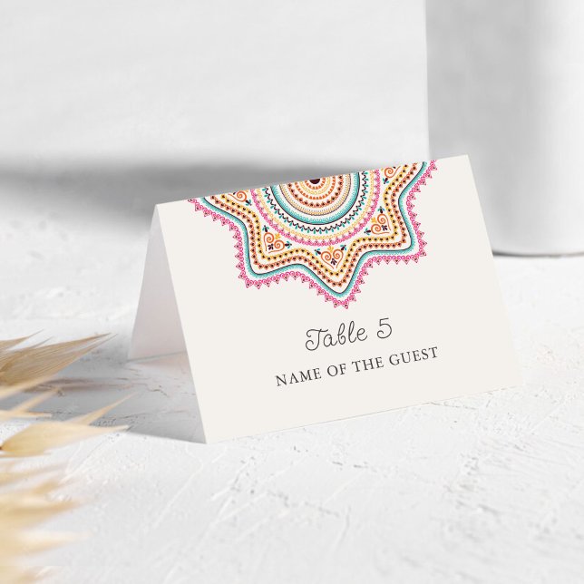 Tarjeta De Mesa Classical Ornate Style Mandala Wedding Place Card (Subido por el creador)