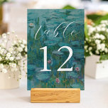 Tarjeta De Mesa Claude Monet Water Lilies Boda<br><div class="desc">Números de tabla boda con fondo de pintura de Claude Monet Water Lilies.</div>