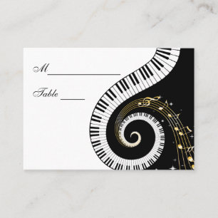 Tarjeta De Mesa Claves de piano y notas de oro de la música Config