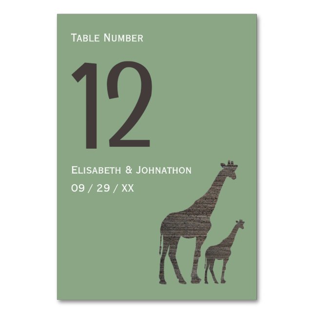 Tarjeta De Mesa Clay Safari Giraffe, Boda ruso (Anverso)