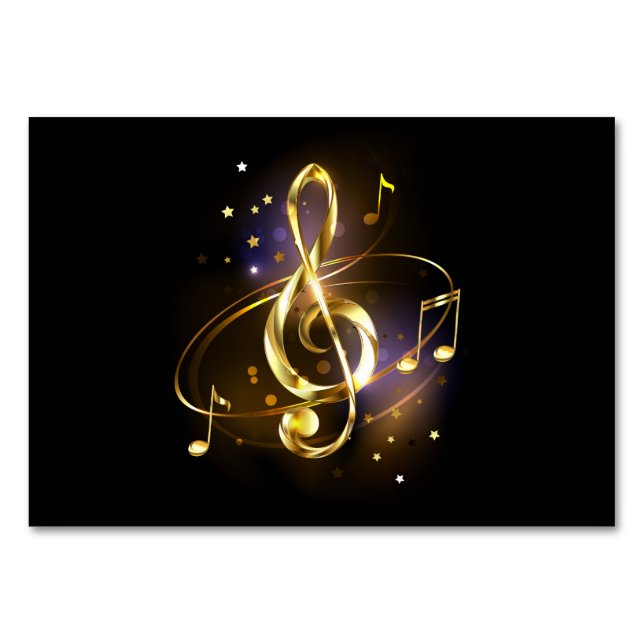 Tarjeta De Mesa Clef de sol de música dorada (Anverso)