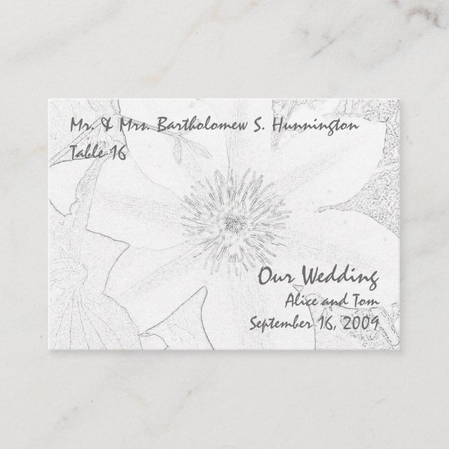 Tarjeta De Mesa Clematis Placecards (Anverso)