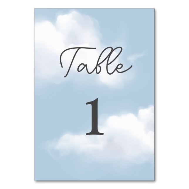 Tarjeta De Mesa Cloud 9 Blue Baby Shower Table Number Card (Anverso)