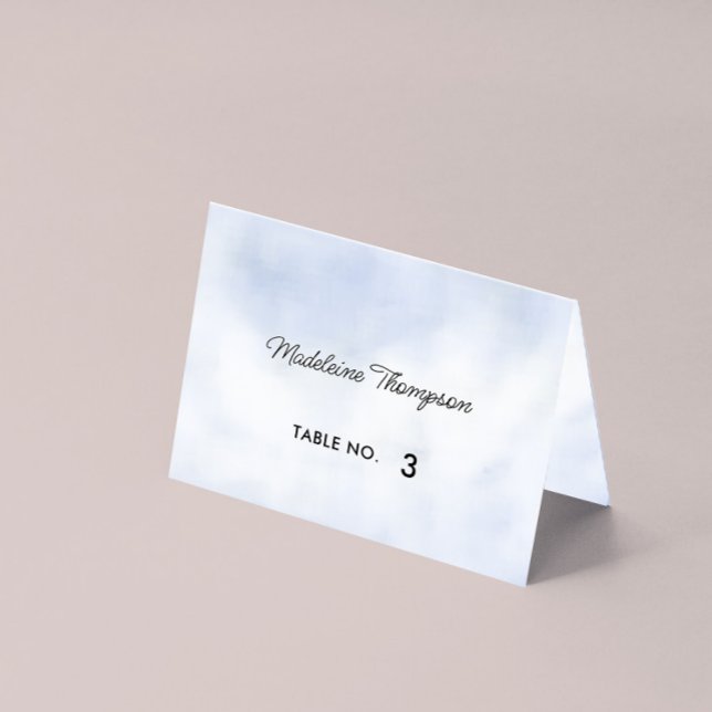 Tarjeta De Mesa Cloud 9 Pastel Blue Sky Bridal Shower Place Card (Cloud 9 Bridal Shower Place Card Mockup)