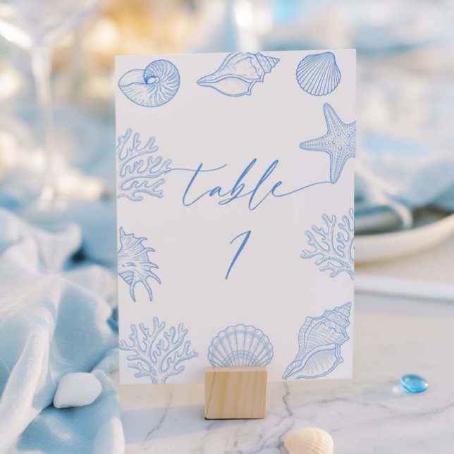 Tarjeta De Mesa Coastal Bridal Shower Table Number  (Subido por el creador)